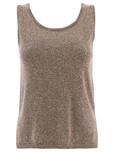 S Max Mara Brown Elica Tank Top In Gold