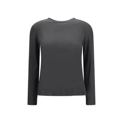 S Max Mara ' Cotton Long Sleeve Women's T-shirt In Gray