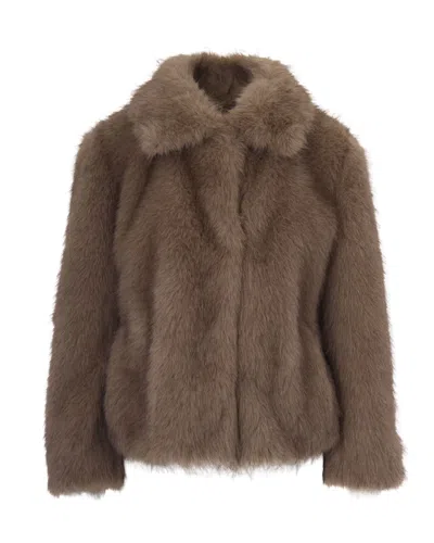 S Max Mara ' Faux Fur Jacket With High Collar In Honey