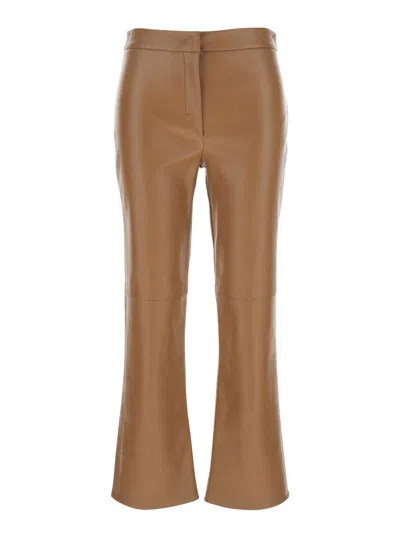 S Max Mara ' Flared Ecoleather Trousers In Brown