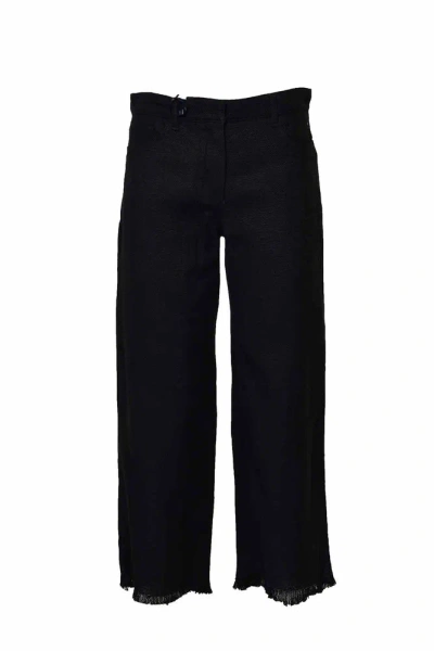 's Max Mara Frayed Hem Cropped Trousers In Black