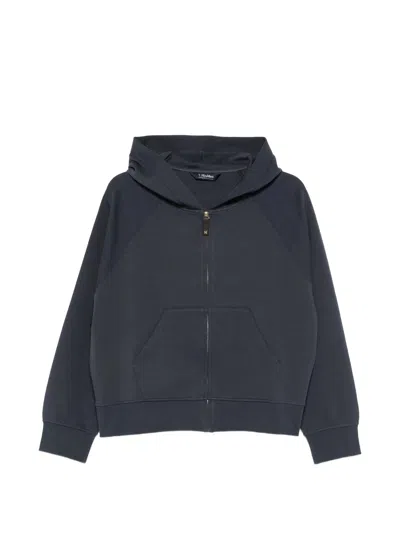 's Max Mara Full-zip Hoodie With Embroidered Logo And Front Pockets In Blue