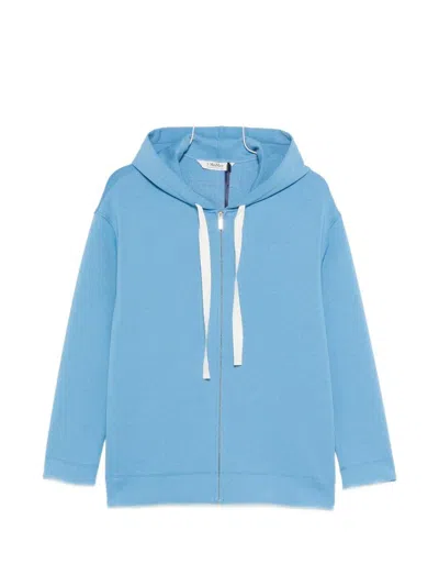 S Max Mara ' Full-zip Scuba Sweater With Drawstring Hood For Women In Blue