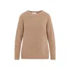 S Max Mara Crew Neck Cable-knit Sweater With Ribbed Trims In Beige