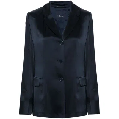 's Max Mara Single-breasted Satin Blazer In Blue
