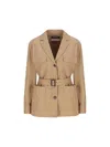 S Max Mara Belted Waist Jacket With Flap Pockets In Brown