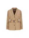 S Max Mara Belted Waist Jacket With Flap Pockets In Brown