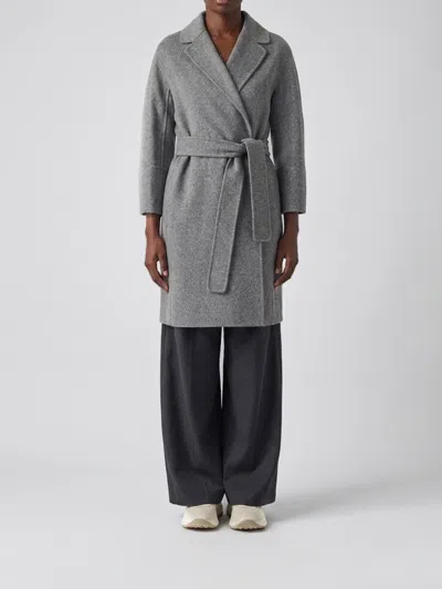 S Max Mara ' Knee-length Robe Coat In Pure Virgin Wool In Grey