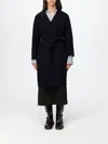 's Max Mara Long Robe Coat In Pure Virgin Wool With Matching Belt In Black