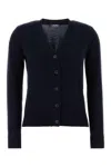 S Max Mara Wool V-neck Cardigan With Elbow Patches In Blue