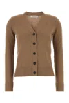 's Max Mara Wool Cardigan With Ribbed Cuffs And Hem In Brown