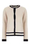 's Max Mara 'ere' Ribbed Knit Cardigan With Round Neck In Ice Blue Line