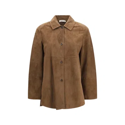 S Max Mara ' Lamb Ovis Aries Leather Women's Jacket In Brown