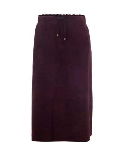 S Max Mara ' Lambskin Leather Skirt In Rosso Scuro