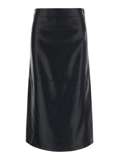 S Max Mara Zip-up Straight Midi Skirt In Black