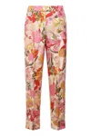 's Max Mara Elastic Waistband Floral Print Lightweight Wide Leg Trousers In Pink