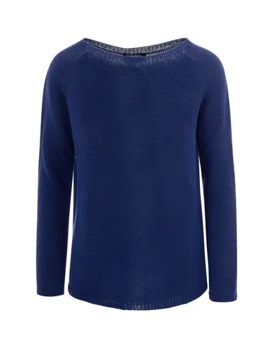 S Max Mara ' Linen Crew Neck Sweater In Blue