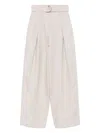 's Max Mara Linen High Waist Pleated Trousers With Belt