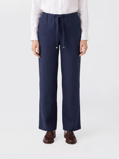 S Max Mara ' Linen Wide-leg Trousers In Blue