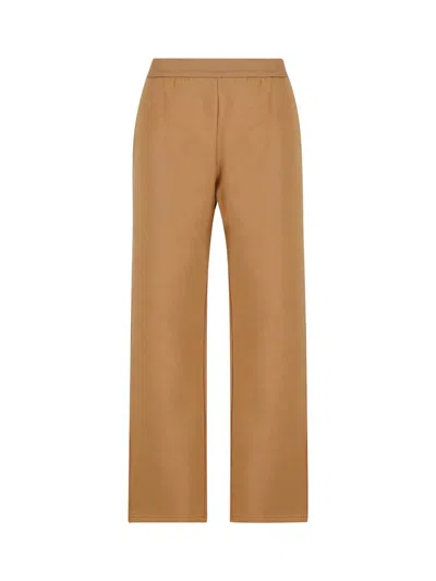 's Max Mara Logo Embroidered Cropped Trousers In Brown