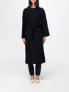 's Max Mara Long Robe Coat In Pure Virgin Wool With Matching Belt In Black
