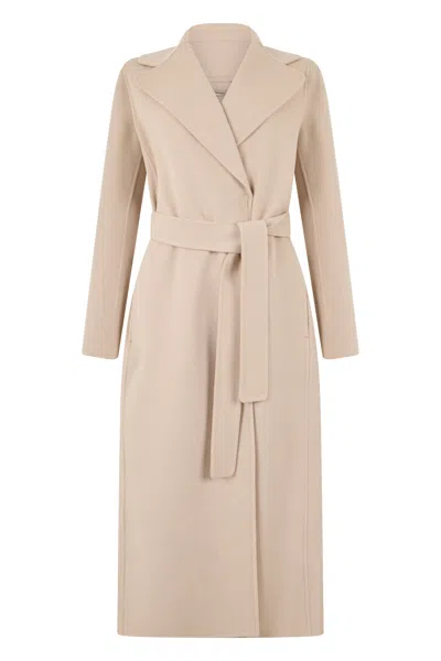 S Max Mara ' Long Wool Jacket With Matching Belt In Beige