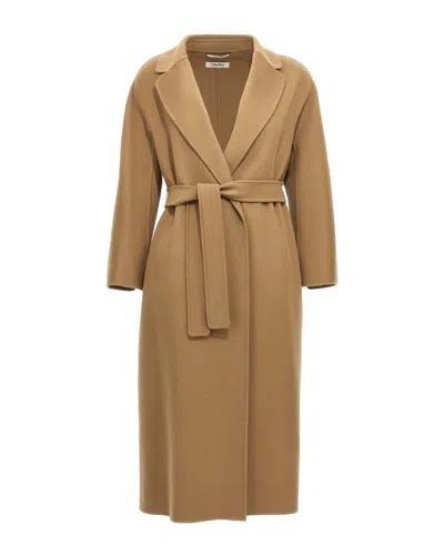 S Max Mara ' Long Wrap Belted Coat In Nude