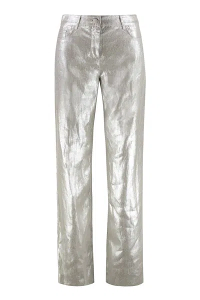 's Max Mara Malika Linen Trousers In Gray
