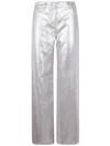 's Max Mara Malika Metallic Linen Wide-leg Pants In Grey