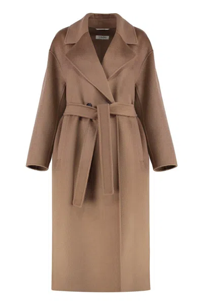 's Max Mara Belted Long Coat With Back Vent In Brown
