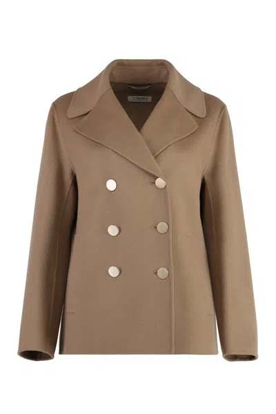 's Max Mara Margot Double-breasted Virgin Wool Jacket In Brown