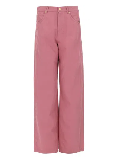 S Max Mara Pantalone Cinque Tasche In Cotone E Lino In Pink