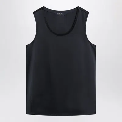 's Max Mara Max Mara S Midnight Blue Satin Top