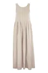 S Max Mara Moira Long Dress V-neck In Beige
