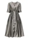 S Max Mara Organza Midi Dress Waist Tied In Grey
