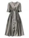 S Max Mara Organza Midi Dress Waist Tied In Grey