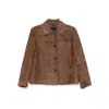 S Max Mara Long-sleeved Leather Jacket In Brown