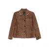 S Max Mara Long-sleeved Leather Jacket In Brown