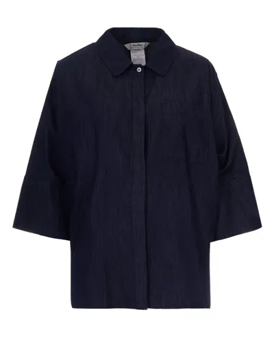 S Max Mara ' Oversized Button-front Shirt Jacket In Blu Notte Scuro Pulito