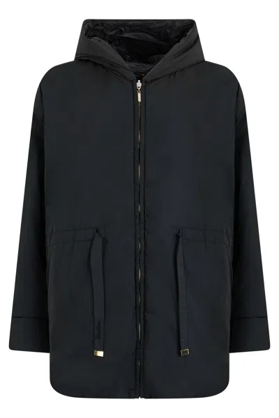 S Max Mara Hooded Jacket Loose Fit Transitional Seasons In Black