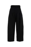 S Max Mara High Waist Wide Leg Cotton Pant In Black
