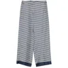 S Max Mara Silk Trousers Wide Leg Striped Pattern In Blue