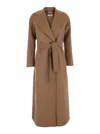 S Max Mara Long Coat With Belt In Brown