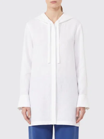's Max Mara Pure Linen Hooded Blouse With Drawstring In White