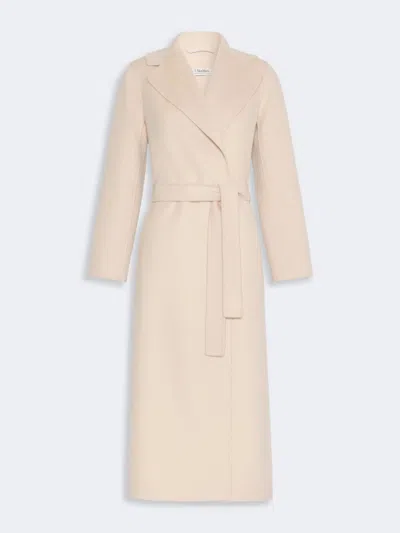 S Max Mara ' Pure Virgin Wool Double-drap Jacket With Belt Closure In Bianco