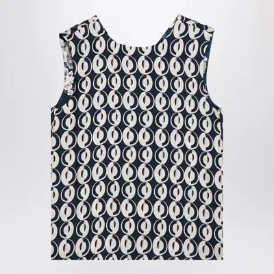 S Max Mara Timetop Reversible Printed Top In Blue