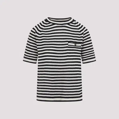 S Max Mara Beati Striped T-shirt In Beige