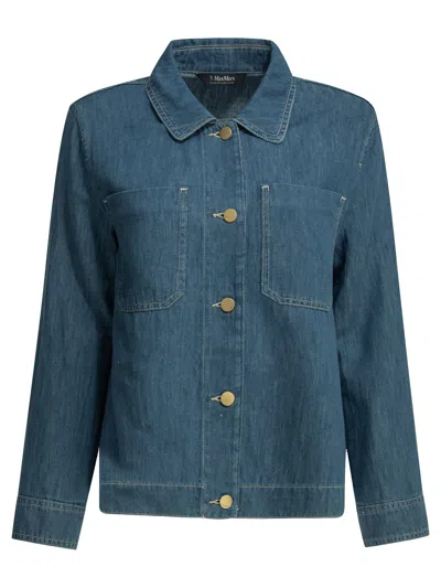 's Max Mara Max Mara S Blue Cotton Linen Casual Denim Shirt