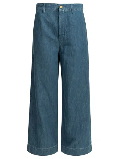 S Max Mara Max Mara S Blue Cotton Linen Wide Leg Jeans