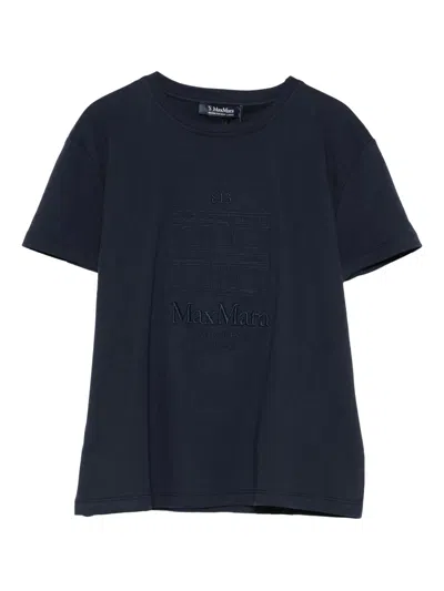 S Max Mara '  Cotton Crew-neck Embroidered Mini T-shirt In Black